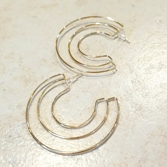 3 for $15  Gold Hoop Earrings - Picture 2 of 5